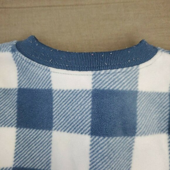 Penguin Embroidered Toddler Pajama Set – Blue White Checkered, Closed Feet, 0-9 - Picture 8 of 11